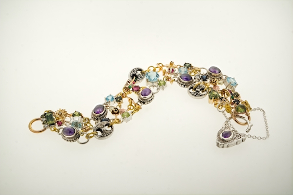 Bohemian Style Bracelet made from mothers old jewellery