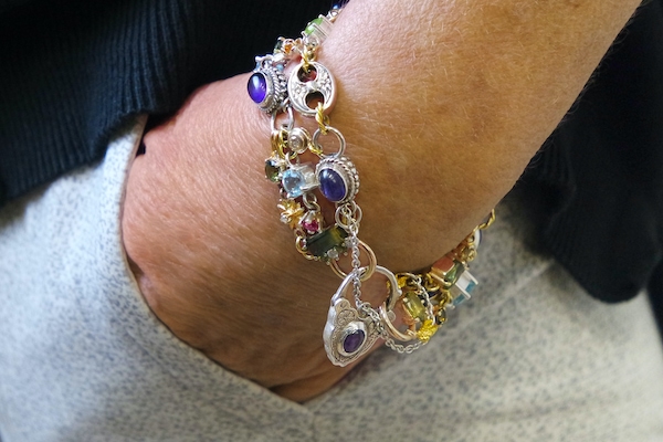 Happy customer, wearing her bracelet remodelled from old jewellery