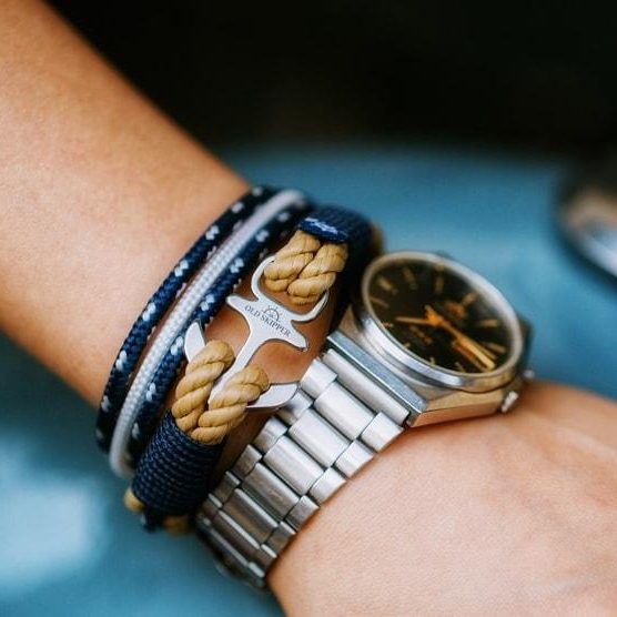 Stack of Bracelets with watch